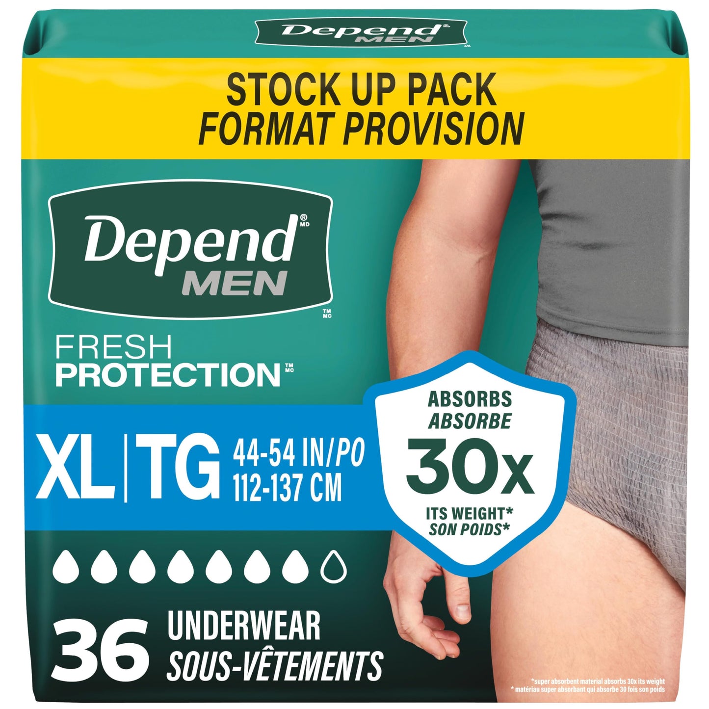 Depend Fresh Protection Adult Incontinence Underwear for Men (Formerly Depend Fit-Flex), Disposable, Maximum, Extra-Large, Grey, 36 Count 🍁 All In One Marketplace Canada