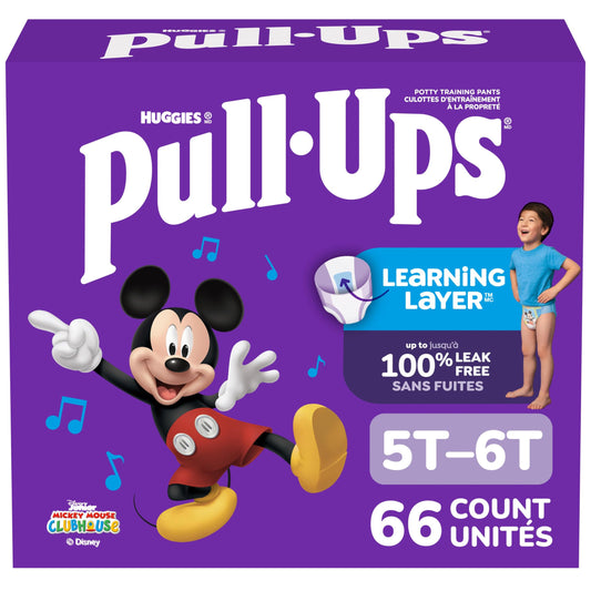 Pull-Ups Boys Potty Training Underwear, Easy Open Toddler Pants 5T-6T (46+ lbs), Learning Designs for Toddlers, 66 count