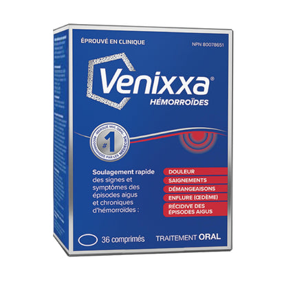 Venixxa Hemorrhoid Oral Treatment, Clinically Proven to Relieve Pain, Bleeding and Itching Associated with Hemorrhoids, 36 Tablets - Available at All In One Marketplace Canada