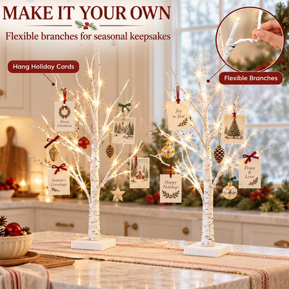 EAMBRITE Christmas Decorations, 4 Pack 2 FT Lighted Birch Tree, Christmas Tree Battery Operated with Timer, Gift Holder Tabletop Centerpiece for Home Decor 🍁 All In One Marketplace Canada