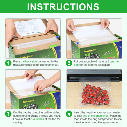 11’’ x 150’ Vacuum Sealer Roll Keeper with Cutter, Vacuum Sealer Bags for Food, Food Saver Bags Rolls, BPA Free, Commercial Grade, Great for Storage, Meal prep and Sous Vide - Available at All In One Marketplace Canada