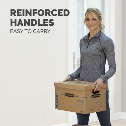 Bankers Box SmoothMove Classic Moving Boxes, Tape-Free Assembly, Easy Carry Handles, Medium, 18 x 15 x 14 Inches, 8 Pack (7717210) Bankers Box