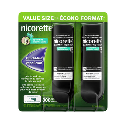 Nicorette QuickMist Nicotine Mouth Spray 1mg, Spearmint, 300 Sprays, 2 pack