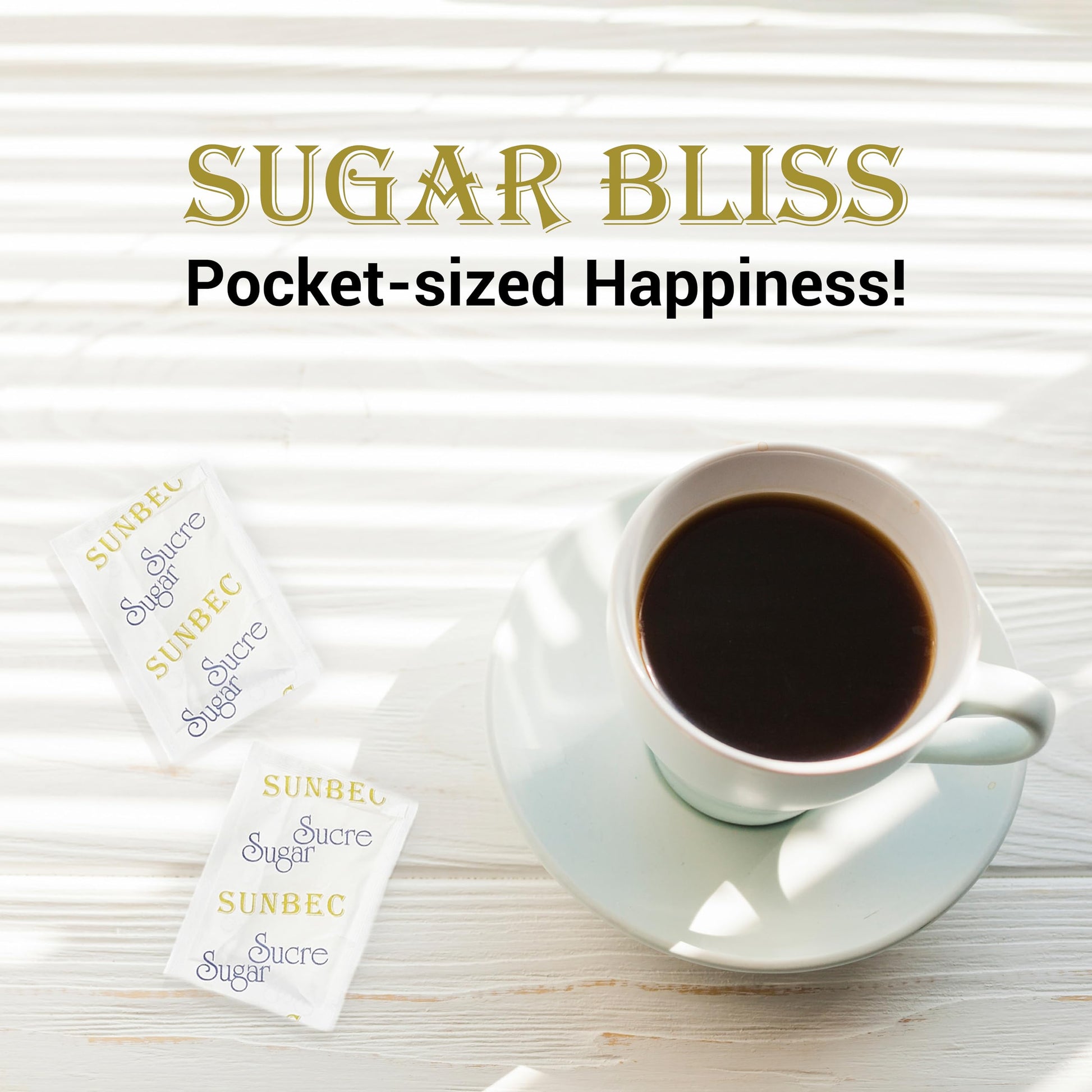SUNBEC Sugar Sachets, 1000 Pack (3.5kg) – Pure Cane Sugar Single-Serve Packets for Beverages and Baking