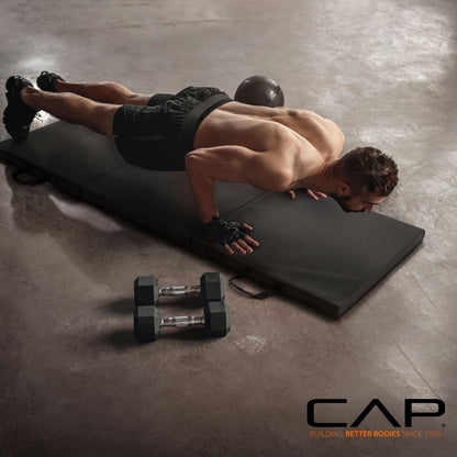 CAP Barbell Folding Exercise Mat – Durable, Anti-Tear, Thick Padding for Fitness, Aerobics, Gymnastics & Home Workouts. 72"L x 24"W x 2"Thick. PINK 🍁 All In One Marketplace Canada