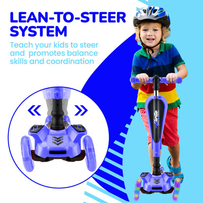 Hurtle - 3 Wheel Foldable Kick Scooter for Kids & Toddlers (Blue CA) Hurtle