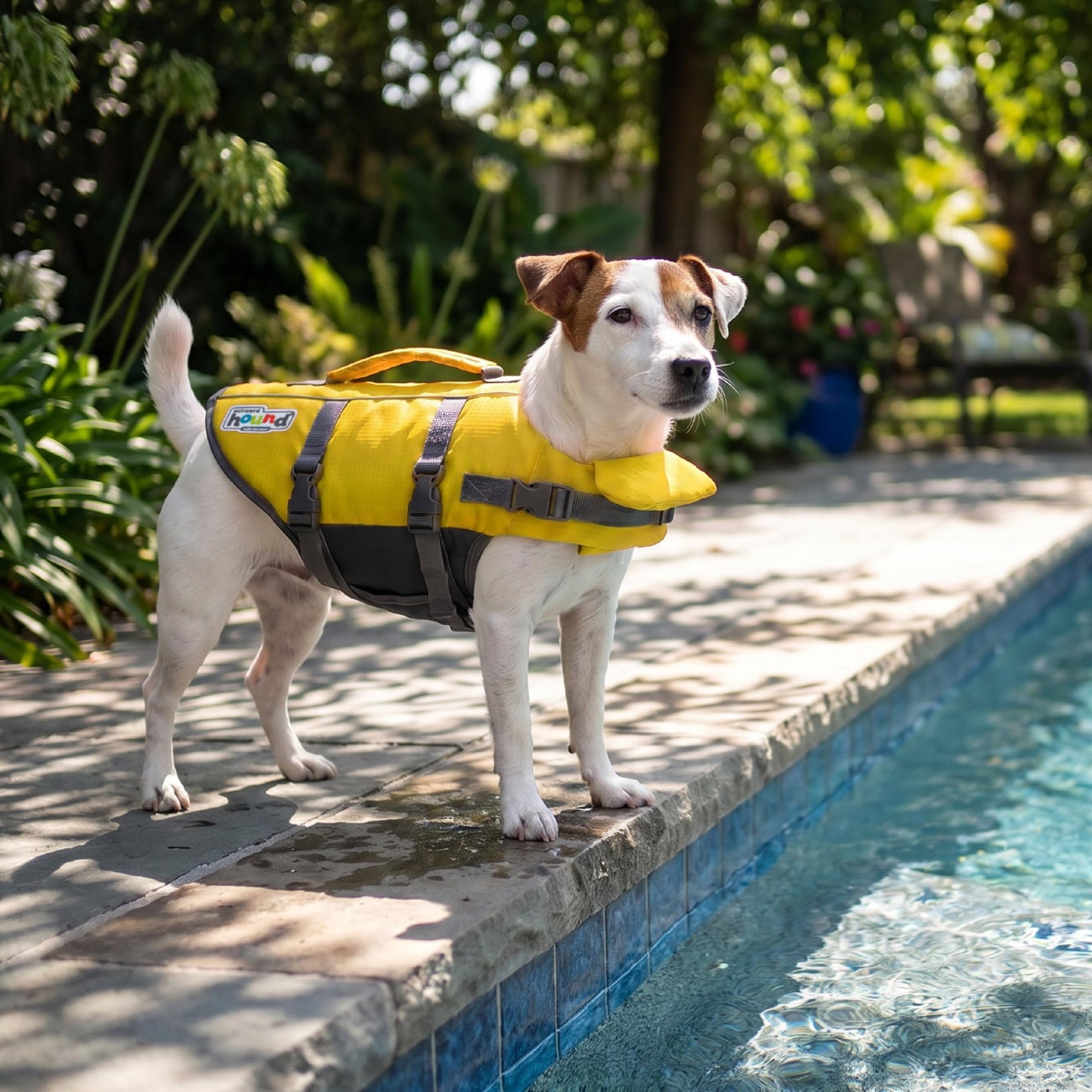Outward Hound Granby Splash Dog Life Jacket with Handle, Reflective Floating Vest for Swimming & Boating, Maximum Buoyancy, All Skill Levels, Small Dogs & Puppies (16–20" Girth), Yellow, Small