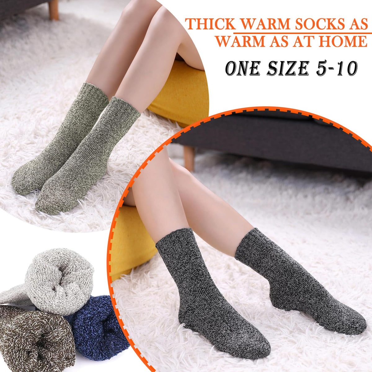 Josnown Warm Wool Blend Socks for Women 5 Pairs Thick Thermal Winter Socks 🍁 All In One Marketplace Canada