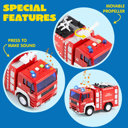 JOYIN 4 Packs Emergency Vehicle Toy Playsets, Friction Powered Vehicles with Light and Sound, Including Fire Truck, Ambulance, Play Police Car and Helicopter, Christmas Toddler Kids Boys Gifts 🍁 All In One Marketplace Canada