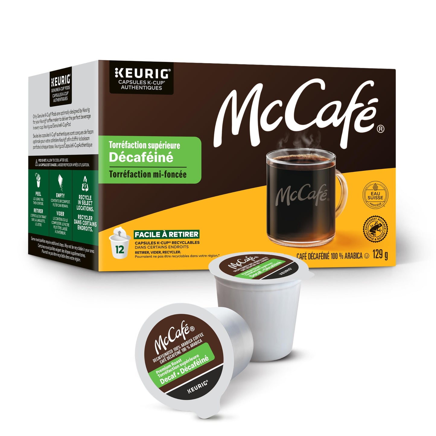 McCafé Premium Medium Dark Roast Decaf K-Cup Coffee Pods, 72 Count, For Keurig Coffee Makers