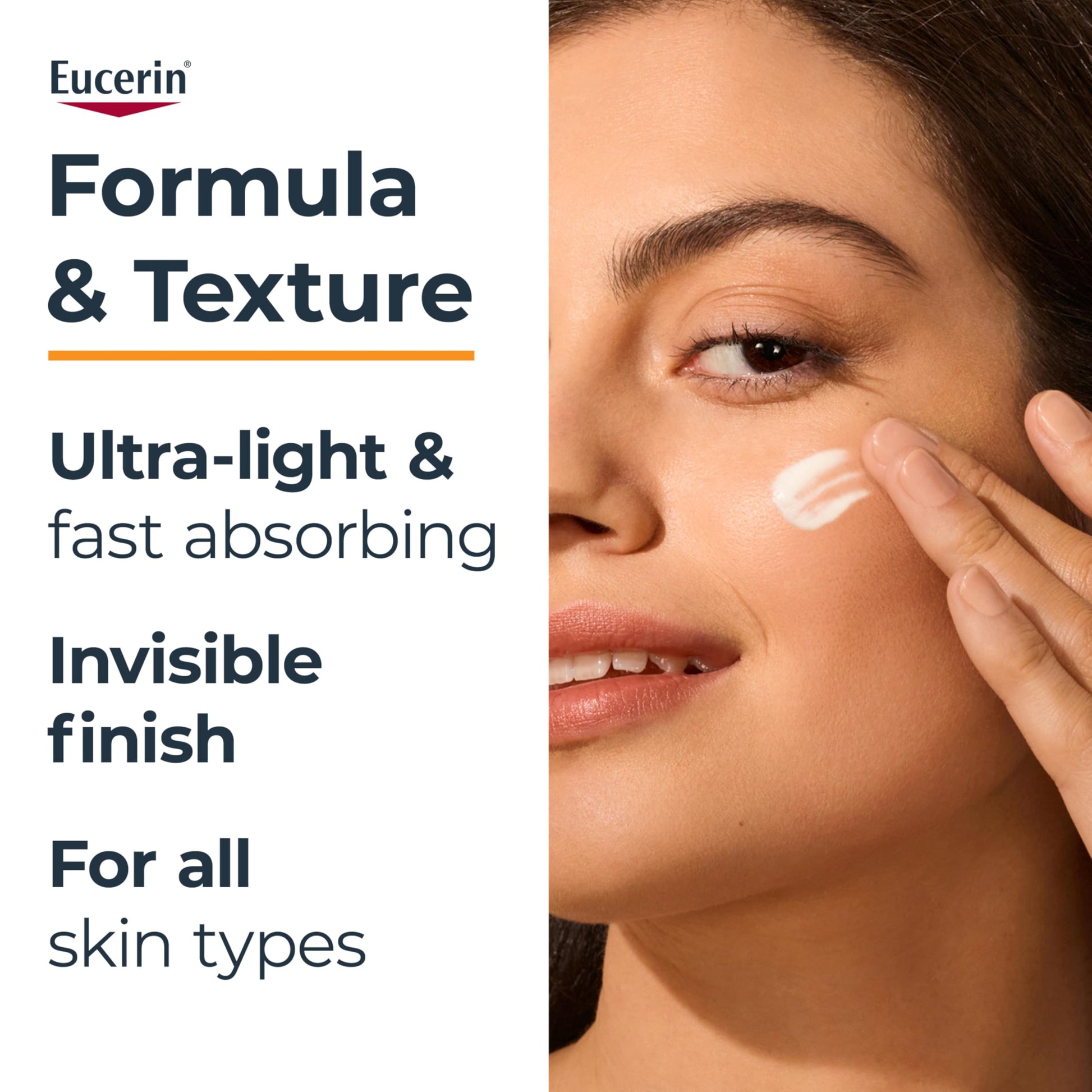 Eucerin Complete Hydration Ultra-Light Fluid Sunscreen, Daily Face Sunscreen SPF 50 With Hyaluronic Acid, Body SPF 50 Lotion with UVA-UVB Sun Protection, Fragrance Free & Non Greasy, 50 ml - Available at All In One Marketplace Canada