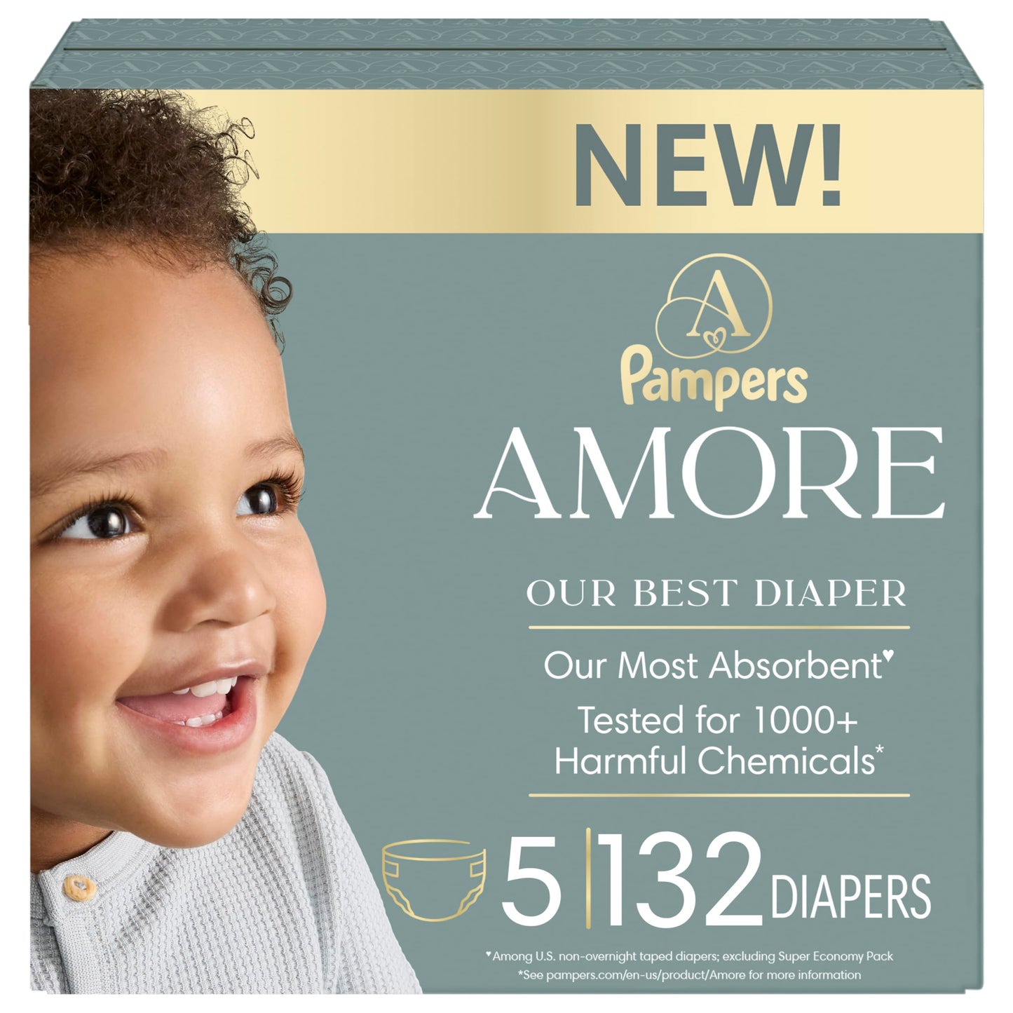 Pampers AMORE, Size 5, Our Best Diaper, 1 Pack (Count of 132)