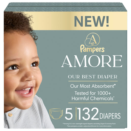 Pampers AMORE, Size 5, Our Best Diaper, 1 Pack (Count of 132) 🍁 All In One Marketplace Canada