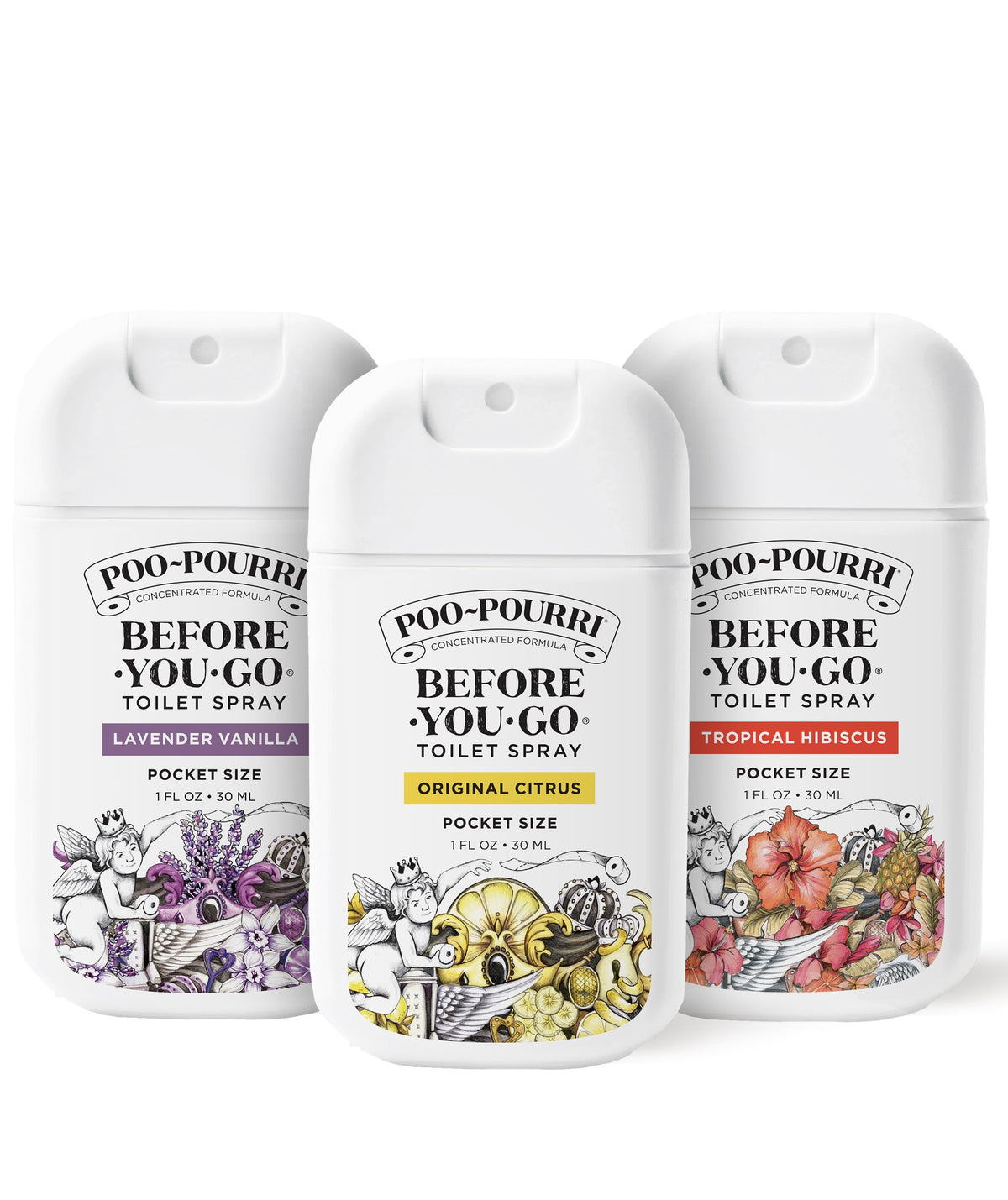 Poo~Pourri Spring On-The-Go Before-You-Go Toilet Spray 30ml Travel Essentials Variety 3 Pack - Bathroom Odor Removers - Travel Size Toiletries - Plant Based Ingredients - Freshener Spray