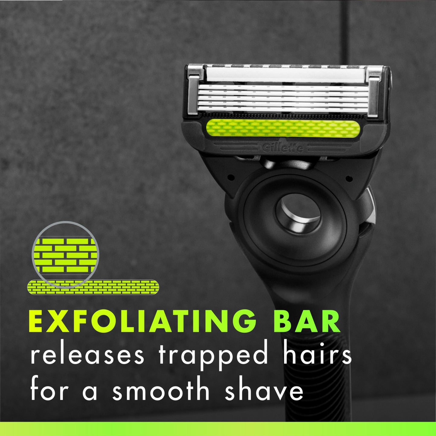 Gillette Razor Blades for Men, Gillette Labs Exfoliating Razors 5-Blade, 1 Handle + 4 Refill + Premium Magnetic Stand Gillette