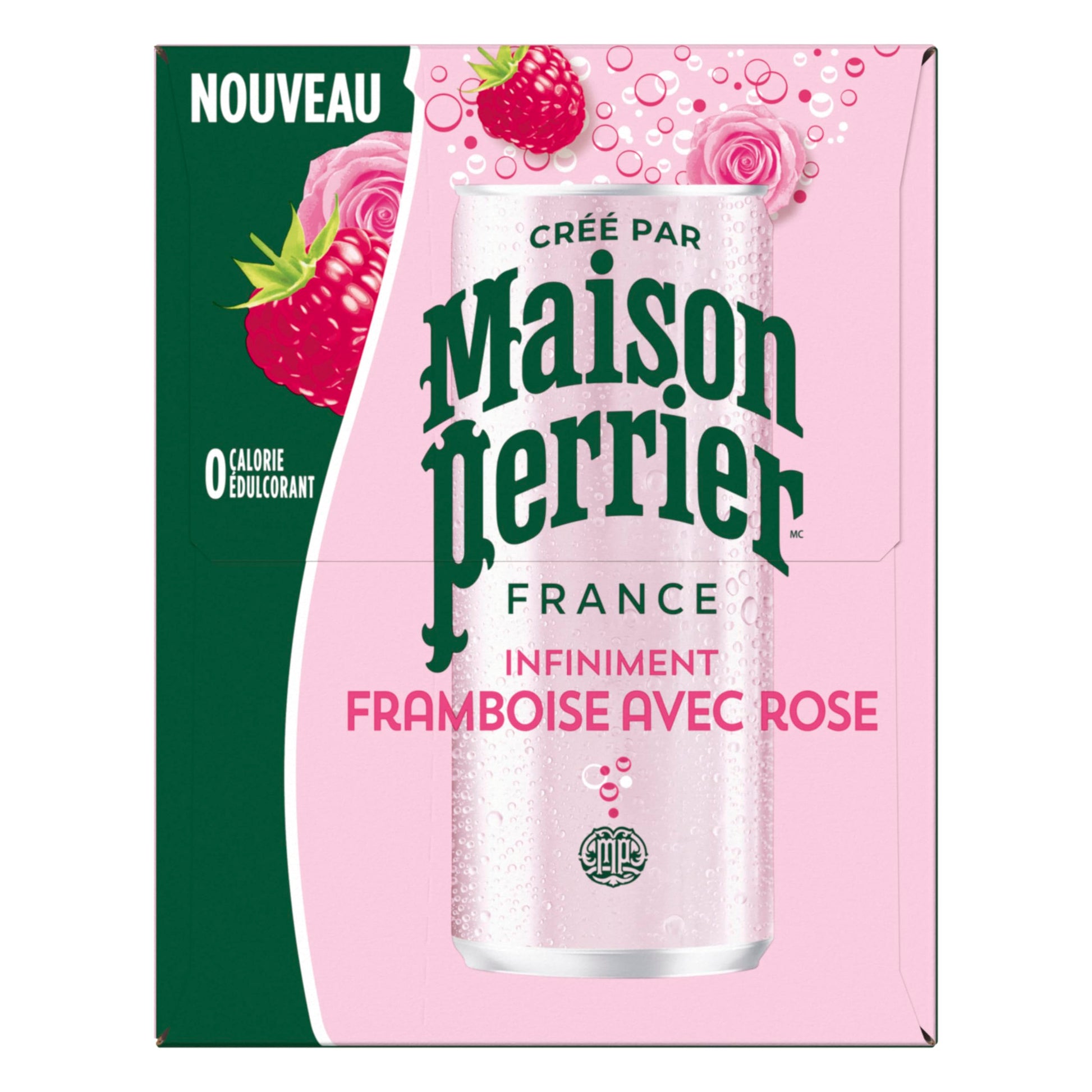 Maison Perrier Forever Raspberry with Rose Sparkling Water – 24 Pack, 330ml Cans