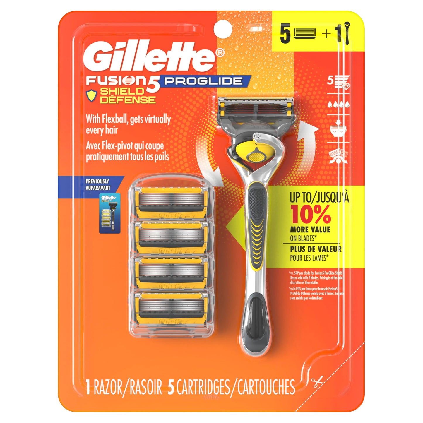 Gillette ProShield Mens Razor, 1 Handle + 5 Blade Refills, 1 Count (Pack of 1) Gillette