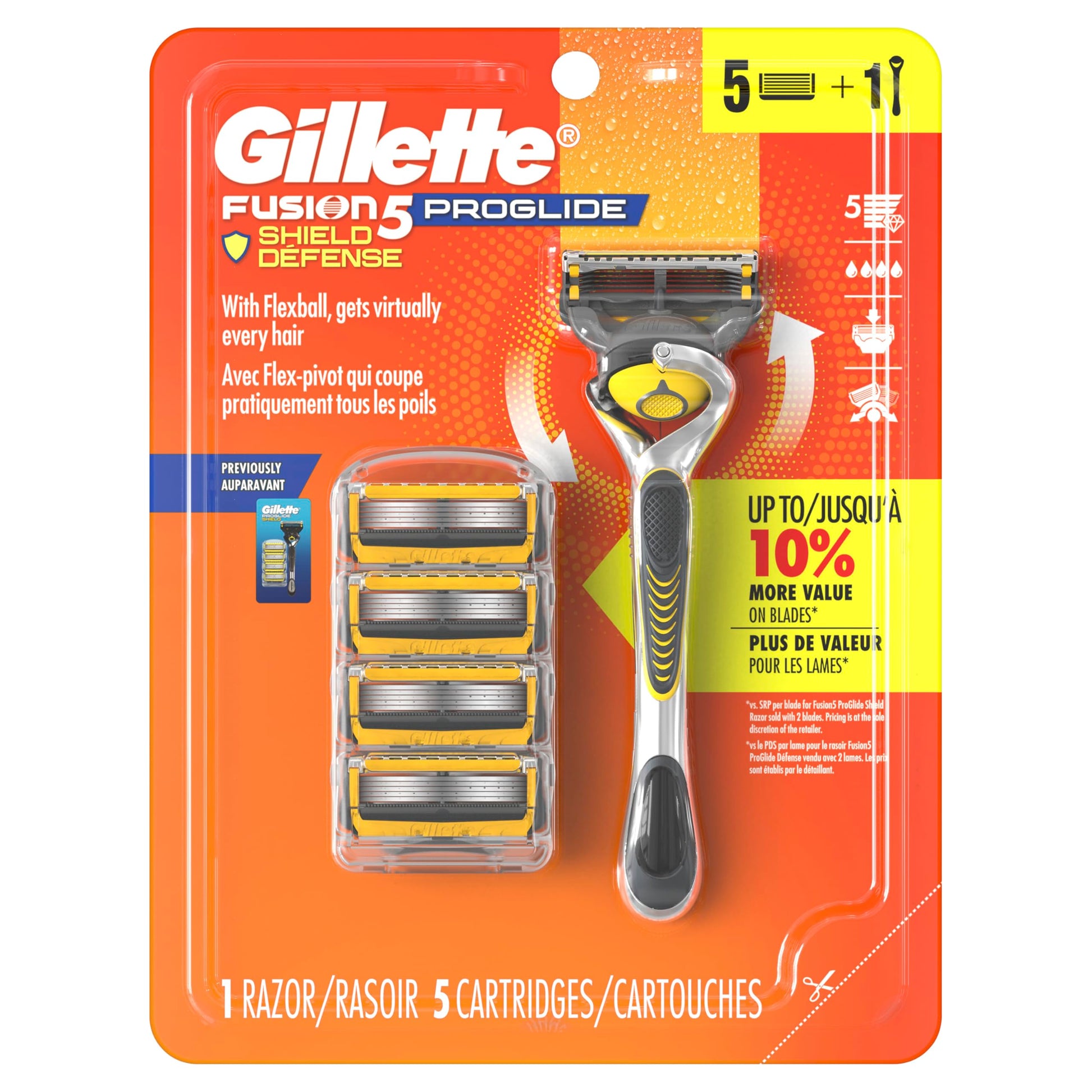 Gillette ProShield Mens Razor, 1 Handle + 5 Blade Refills, 1 Count (Pack of 1) Gillette