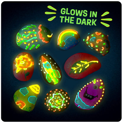 Kids Rock Painting Kit - Glow in The Dark - Arts & Crafts Christmas Gifts for Boys and Girls Ages 4-12 - Craft Activities Kits - Creative Art Toys for 4, 5, 6, 7, 8, 9, 10, 11 & 12 Year Old Kids (Glow In The Dark)