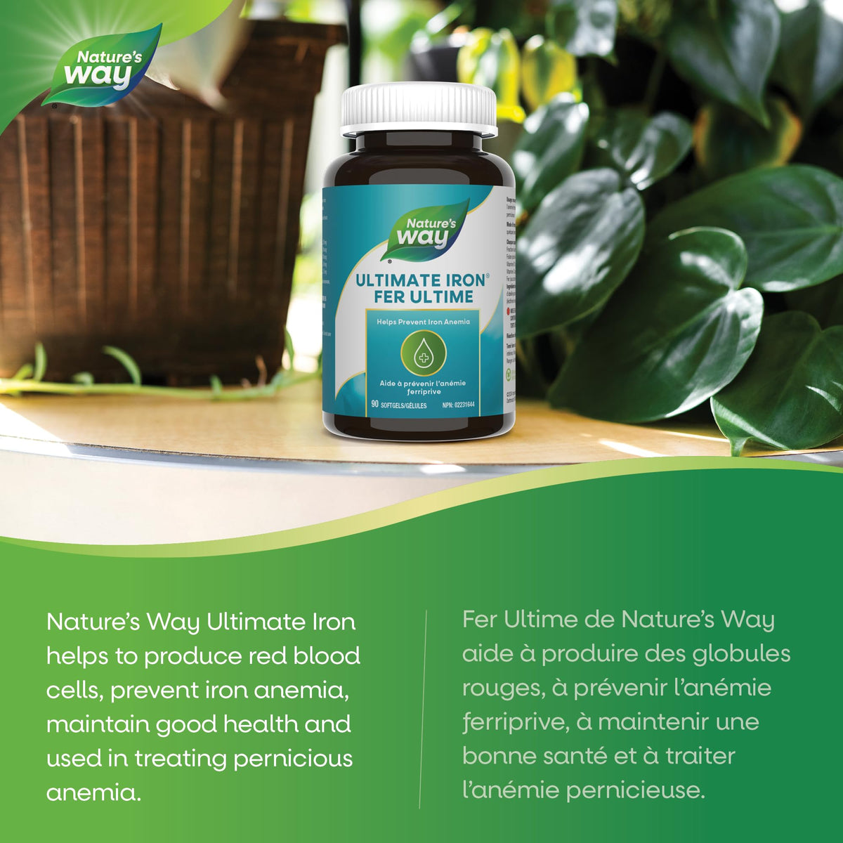 Nature's Way Ultimate Iron - Iron Supplement for Red Blood Cell Production & Anemia Prevention – Contains Folate, Vitamin B12, & Vitamin C - 90 Softgels