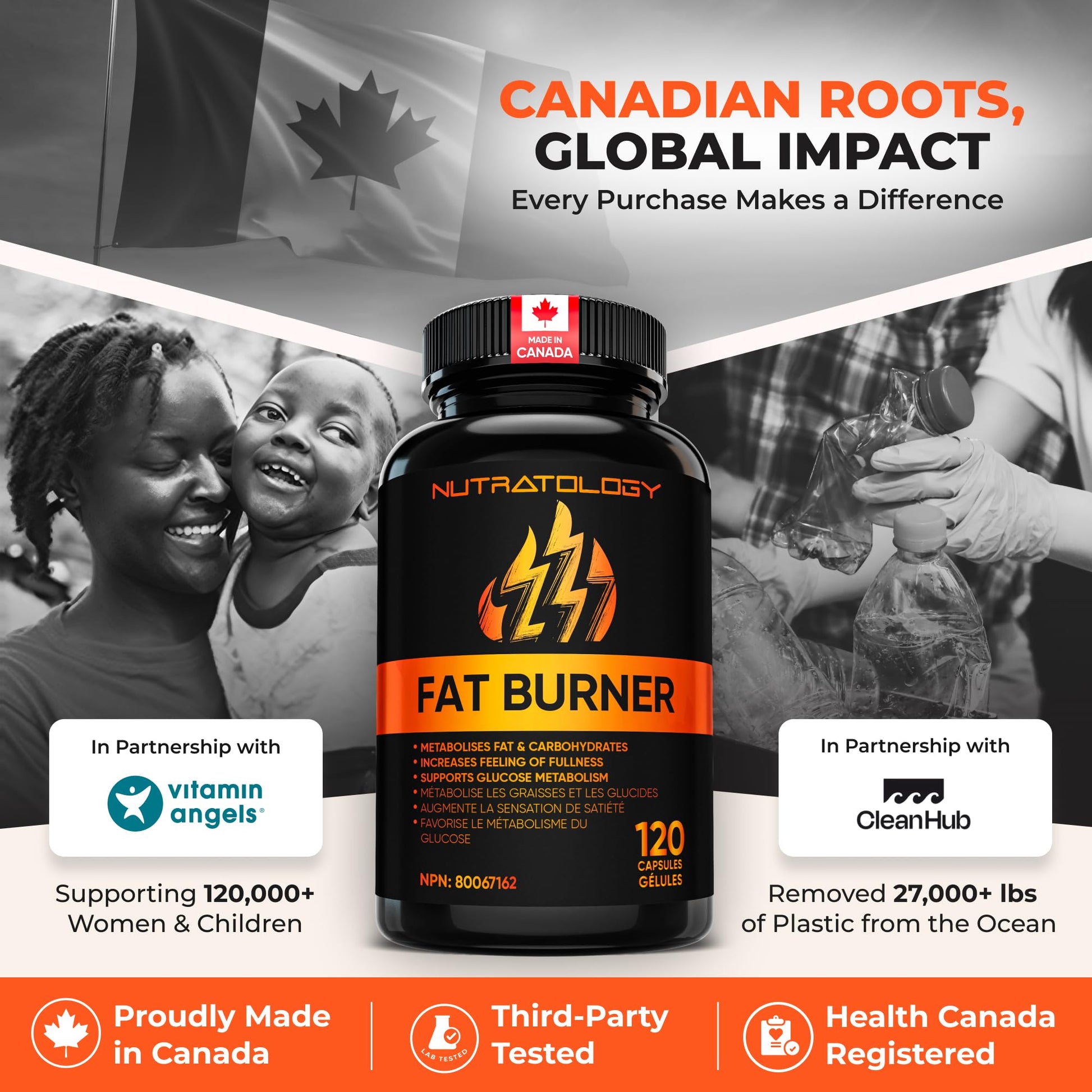 Nutratology® Thermogenic Fat Burner | Canadian-Made | Metabolizes Carbohydrates & Fats - Appetite Suppressant That Helps Satiety - Weight Loss Pills for Women & Men - Keto-Friendly - 120 Capsules