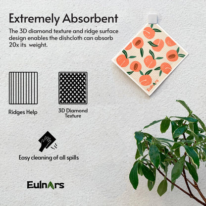 Eulnars Swedish Dish Cloth, 8-Pack Reusable Paper Towels, Swedish Dish Cloth with 3 Clips, 9 Classified Labels, Quick Drying Washable Dish Cloths, Super Absorbent Kitchen Towels, Odorless - Available at All In One Marketplace Canada