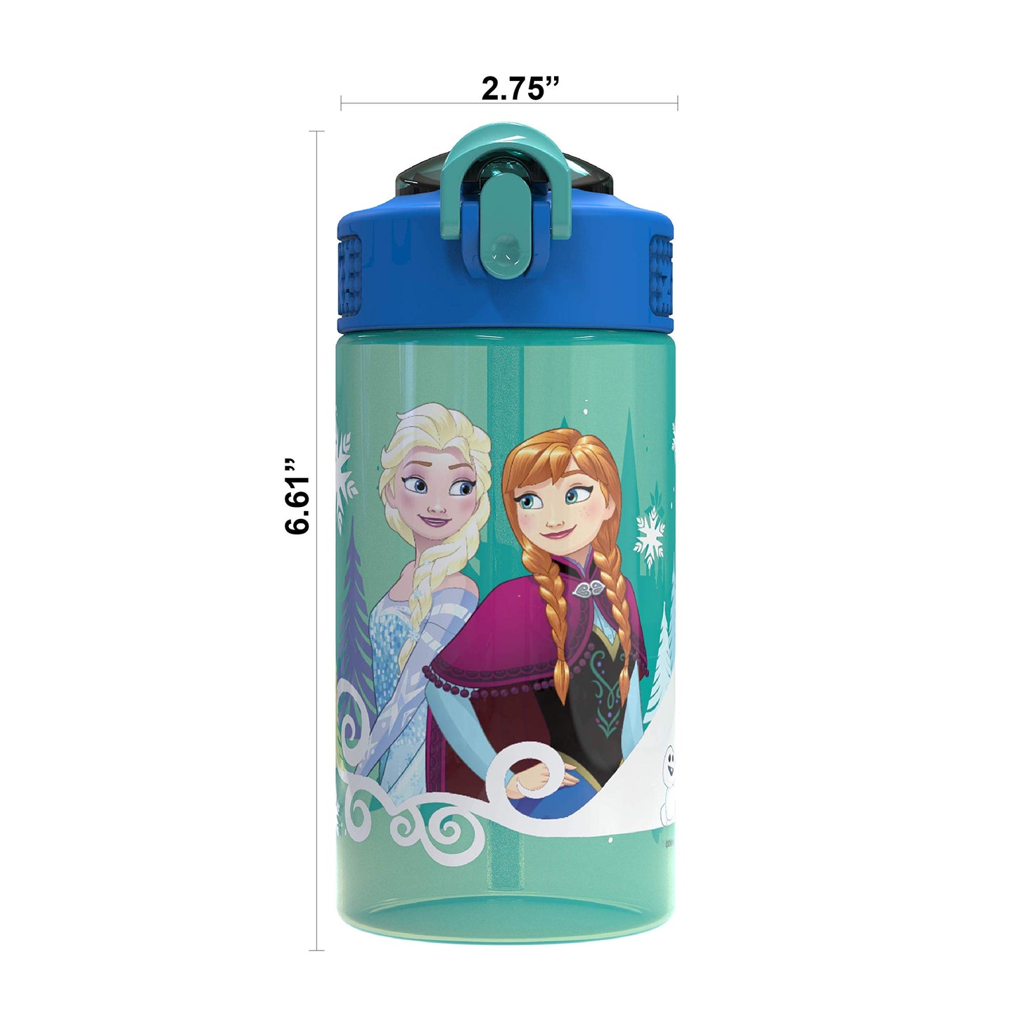 Zak Designs Disney Frozen 16oz Leak-Proof Straw Kids Water Bottle