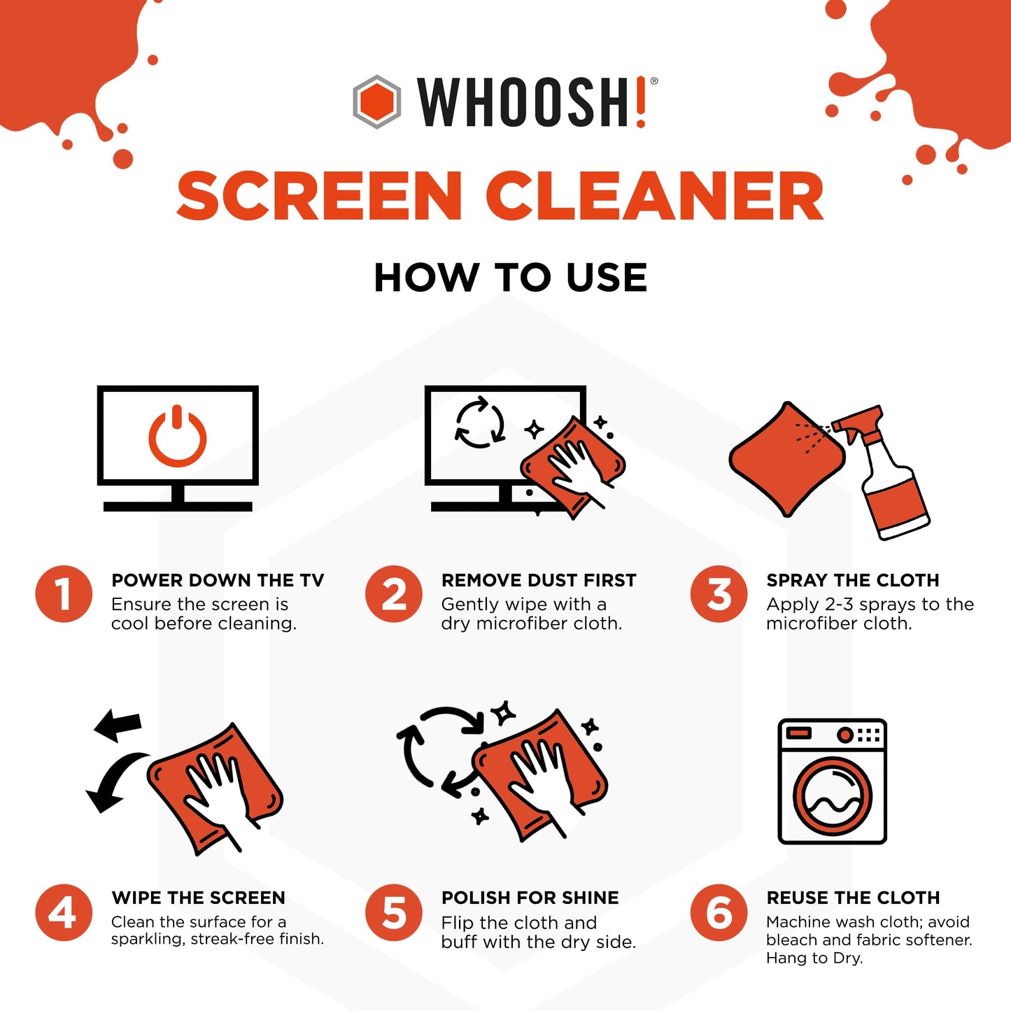 WHOOSH! Screen Shine Pro 500 ml Refillable OLED TV Screen Cleaner, Safe & Streak Free Electronic Cleaner for Laptop, Monitor, MacBook, Camera Cleaning Kit with 37 x 37 cm Microfiber Cloth - Available at All In One Marketplace Canada
