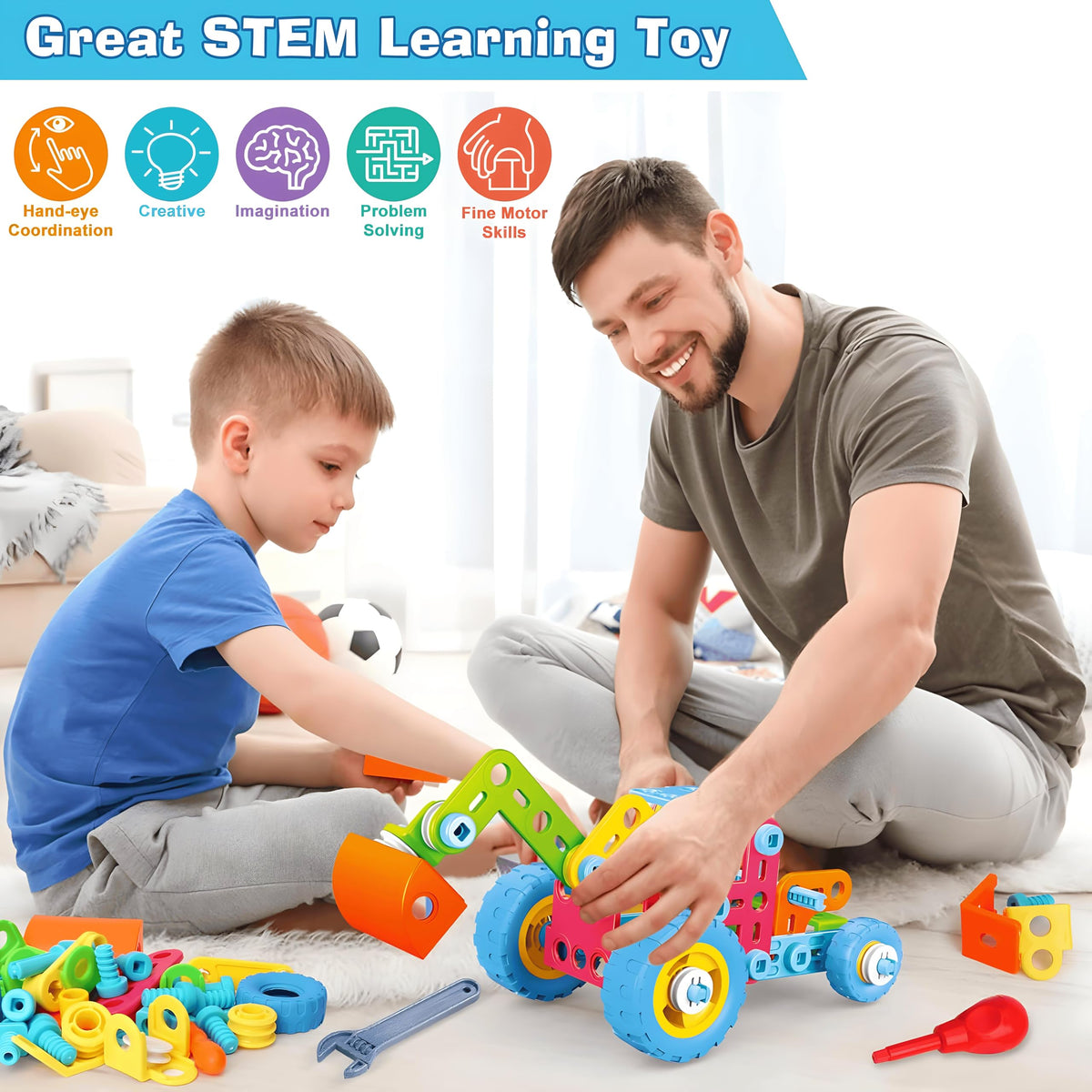MOONTOY STEM Toys for 3 4 5 6 7 8+ Year Old Boy Girl Kids Christmas Birthday Gift, Toddler 3-5 Block Stem Kits Building Toys for Kids Ages 4-8 5-7 6-8 4-6 8-12 Erector Set Creative Activities 118pcs 🍁 All In One Marketplace Canada
