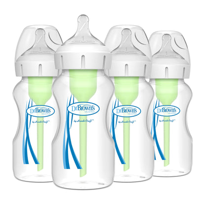 Dr. Brown’s Natural Flow Anti-Colic Options+ Wide-Neck Baby Bottles 9 oz/270 mL, with Level 1 Slow Flow Nipple, 4 Pack, 0m+ 🍁 All In One Marketplace Canada