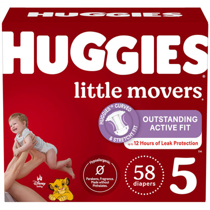 Huggies Size 5 Diapers, Little Movers Baby Diapers, Size 5 (27+ lbs), 58 Count 🍁 All In One Marketplace Canada