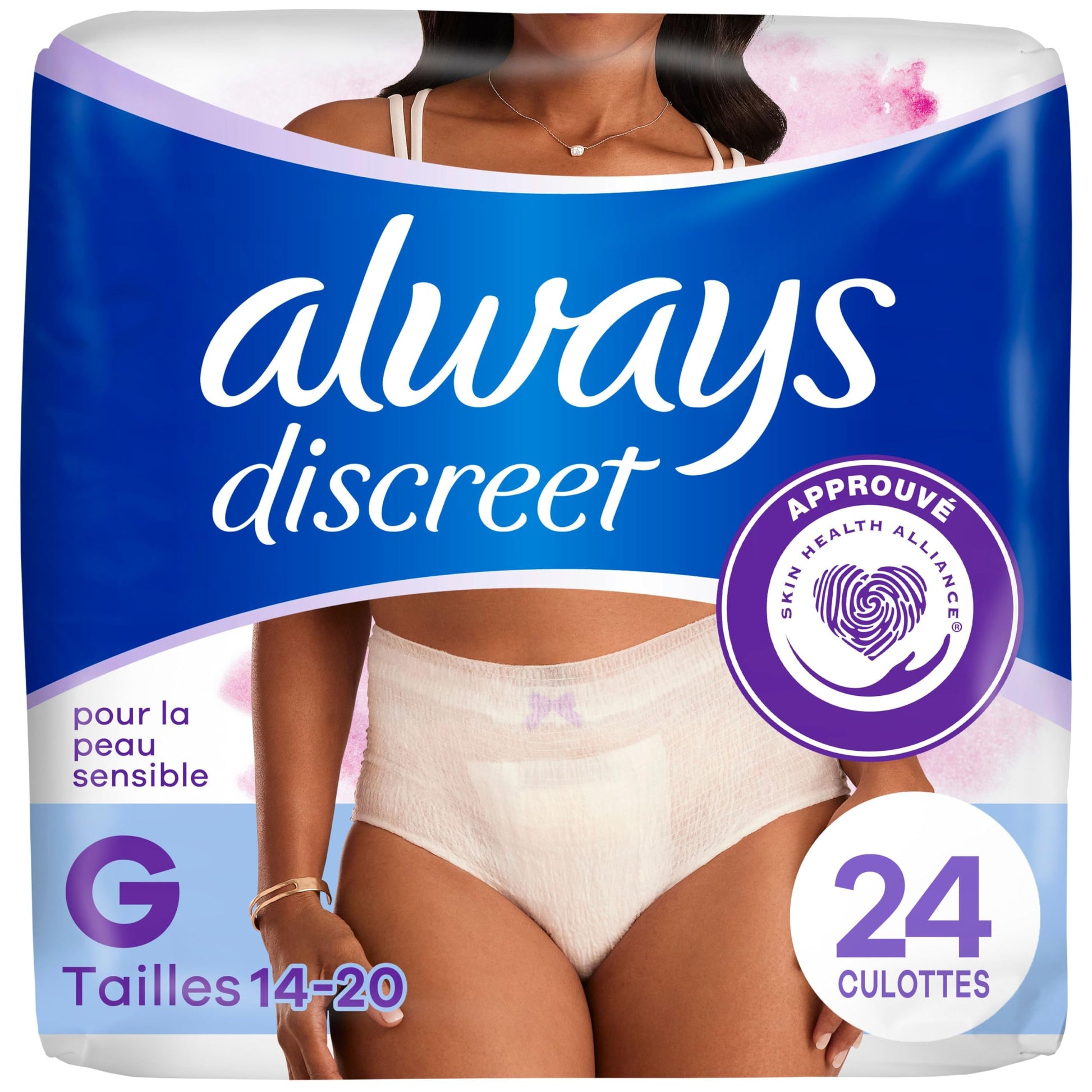 Always Discreet Sensitive, Adult Diapers for Women, Maximum Incontinence Underwear, Size Large, 24 Count - Available at All In One Marketplace Canada