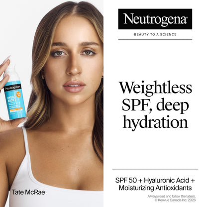 Neutrogena Hydro Boost Hyaluronic Acid Moisturizer SPF 50 with Broad Spectrum, Non-Greasy, Fragrance Free Daytime Facial Moisturizer to Hydrate Dry Skin, 50 mL - Available at All In One Marketplace Canada