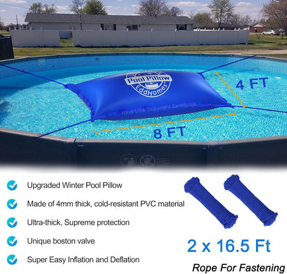 4x8ft Pool Pillow for Above Ground Pools, 0.5mm Extra Thick & Strong Cold-Resistant Poo l Pillows for Closing Winter, Pool Pillow 4x8' for Winterizing to Last All Season(Durable/with 33ft Rope) 🍁 All In One Marketplace Canada