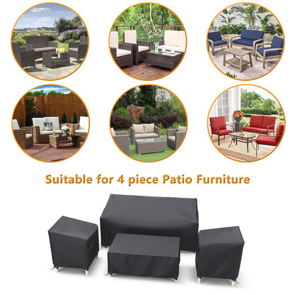 STARTWO Outdoor Waterproof Patio Furniture Covers 4-Piece Set for Chairs 32in, Loveseat 56in, Coffee Table 45in, Heavy Duty 600D, Black - Available at All In One Marketplace Canada