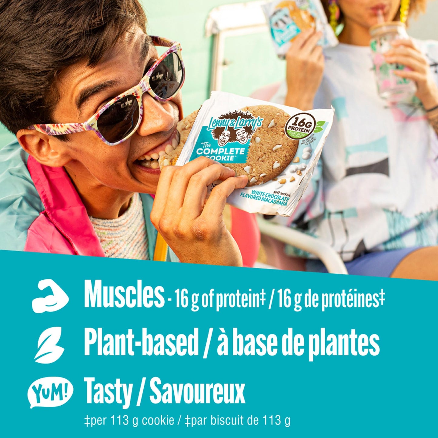 Lenny & Larry's The Complete Cookie – White Chocolate Flavored Macadamia 113g BOX OF 12 – High Protein Snack with 16g Plant Protein – Soft-Baked Low Sugar Cookies High in Fibre, Non-GMO & Vegan 🍁 All In One Marketplace Canada