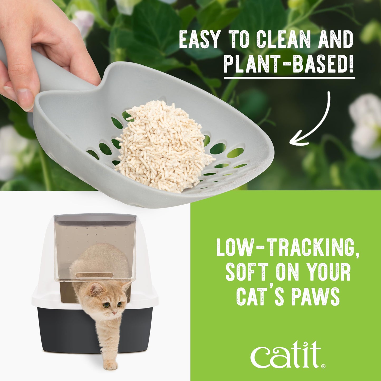 Catit Go Natural Pea Husk Clumping Cat Litter, Unscented, 5.6 kg, Dust Free & Lightweight Cat Litter, Easy to Scoop, Litiere Pour Chat