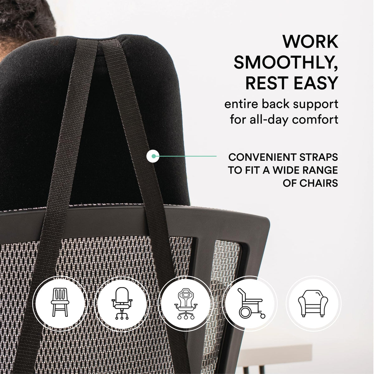 ObusForme HighBack Backrest Support – Extra-Tall Ergonomic Lumbar Cushion for Office & Gaming Chair | Rigid Full-Back Frame + Removable Lumbar Pad