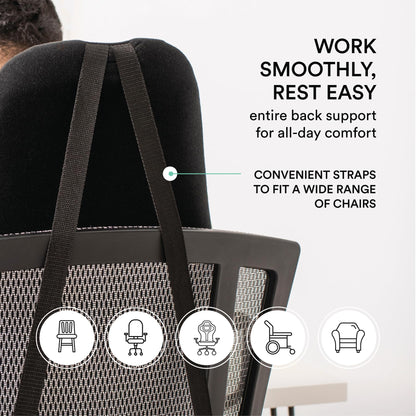 ObusForme HighBack Backrest Support – Extra-Tall Ergonomic Lumbar Cushion for Office & Gaming Chair | Rigid Full-Back Frame + Removable Lumbar Pad