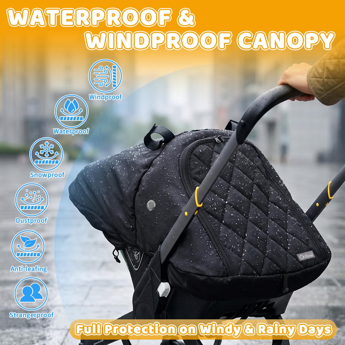 Orzbow Winter Car Seat Cover Baby - Waterproof Carseat Canopy, Black 🍁 All In One Marketplace Canada