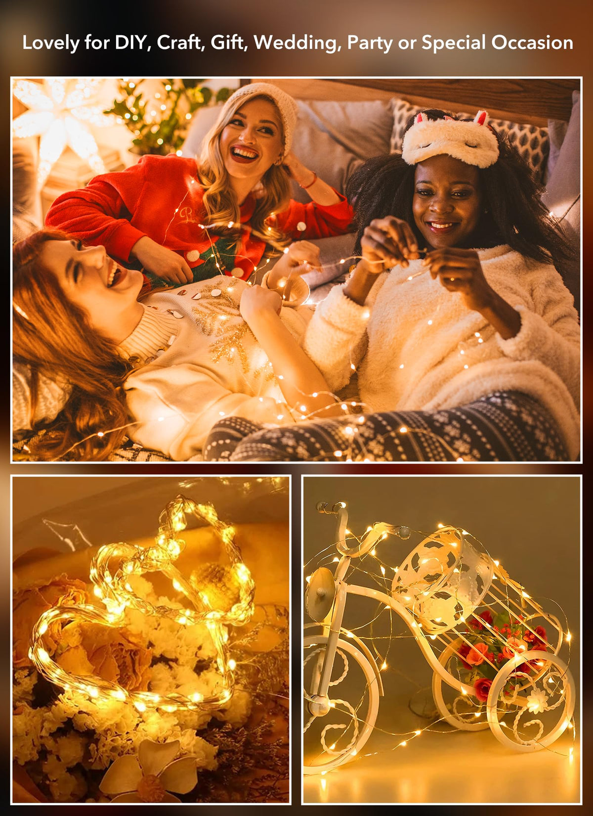 12 Pack LED Fairy Lights Battery Operated String Lights - 7 ft 20 LED Firefly Silver Wire Lights for DIY Wedding Party Bedroom Patio Christmas, Warm White 🍁 All In One Marketplace Canada