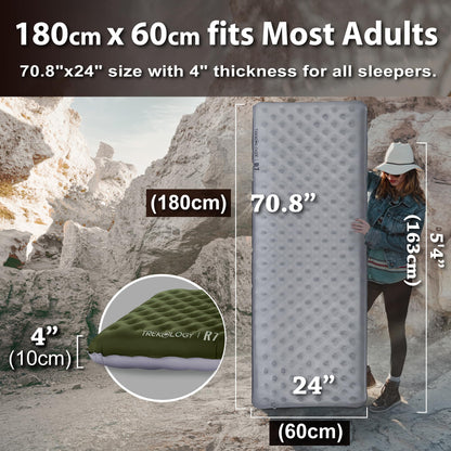 TREKOLOGY UL R7 Ultralight Sleeping Pad – R-Value 7.2, Insulated Camping Mattress for 4-Season Comfort, Inflatable Sleep Mat for Backpacking, Hiking, Winter Camping, Compact & Lightweight (Green) 🍁 All In One Marketplace Canada