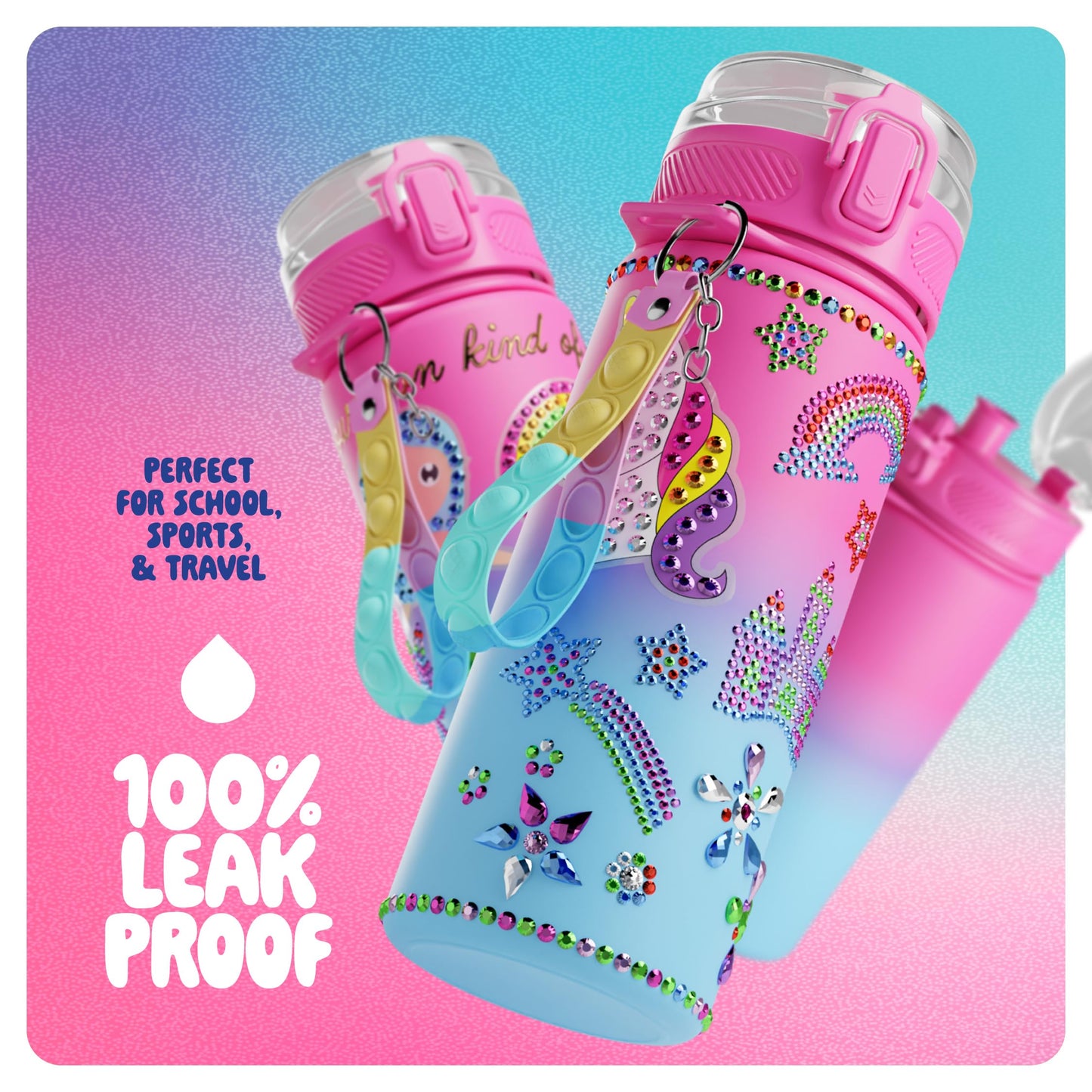 Decorate Your Own Glow-in-the-dark Water Bottle Kit for Girls - 6 7 8 Year Old Girl Birthday Gift Ideas - Gifts for Girls Ages 6-7 6-8 - Arts and Crafts for Kids Age 6-8 - Unicorn Mermaid Toys - Available at All In One Marketplace Canada