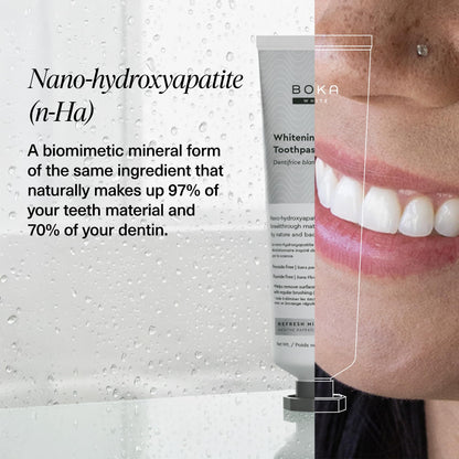 Boka Fluoride Free Toothpaste, Nano Hydroxyapatite Toothpaste, Appropriate for Sensitive Teeth, for Adult, Kids Oral Care - Whitening * Refresh Mint, 4 Fl Oz (113g) 3Pk