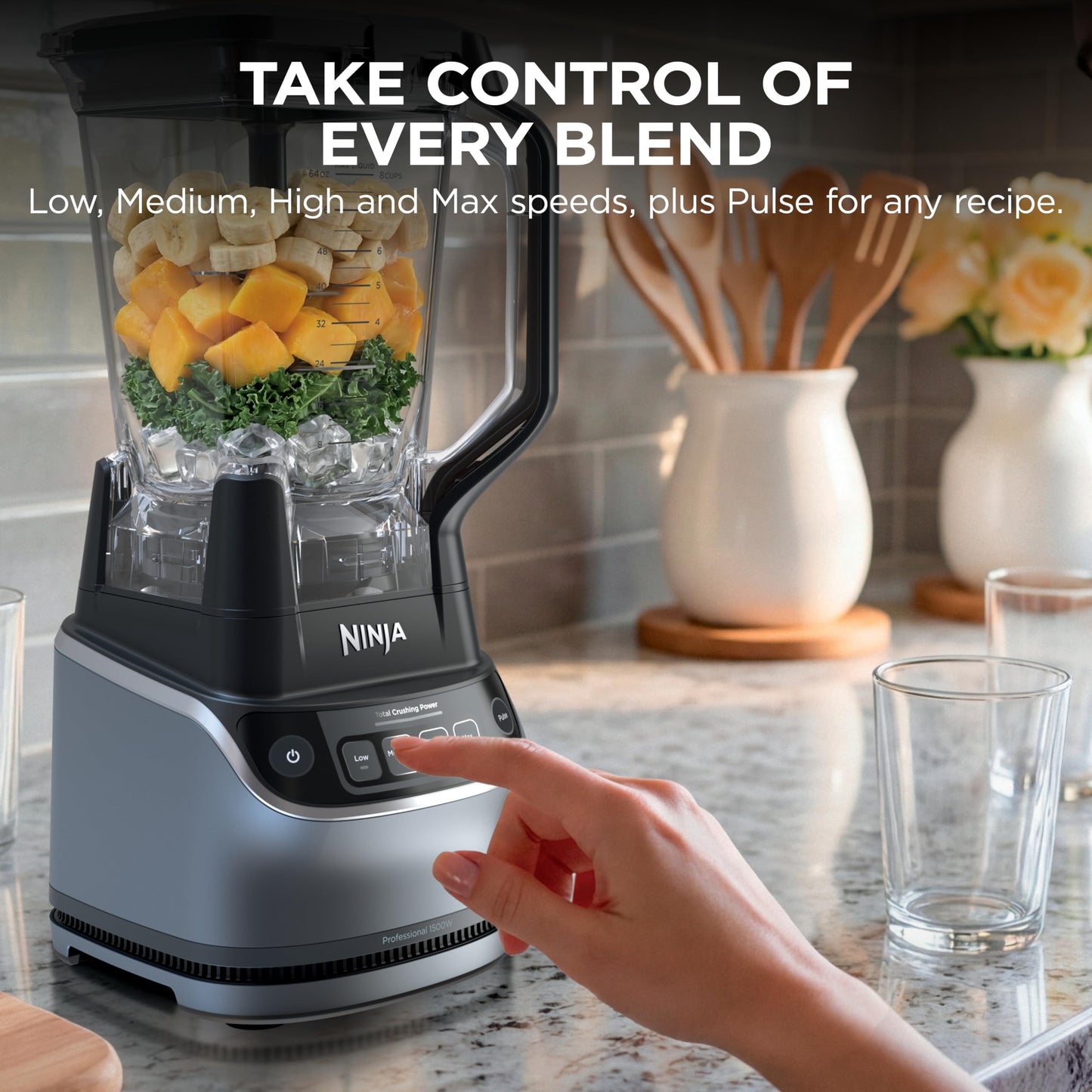 Ninja UltraCrush Pro Kitchen System, 1500W, Silver, BP401C, 72oz/2.1L Ninja