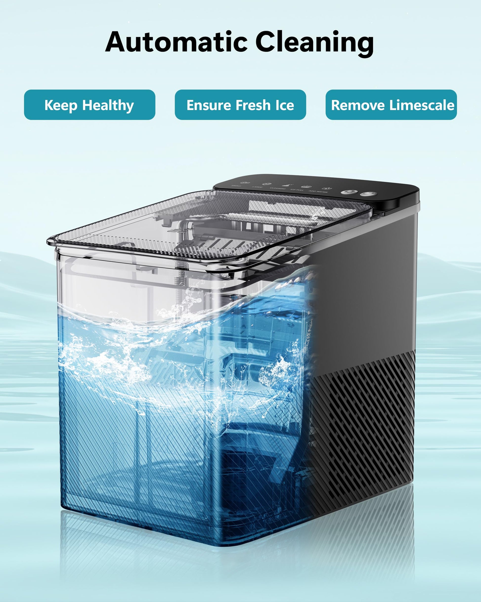 EUHOMY Countertop Ice Maker, 26.5 lbs/24H Portable Ice Machine with Ice Scoop & Basket, Fast 6-10 Mins Ice Making, 2 Ice Sizes, Ideal for Home, Kitchen, RV, Party EUHOMY