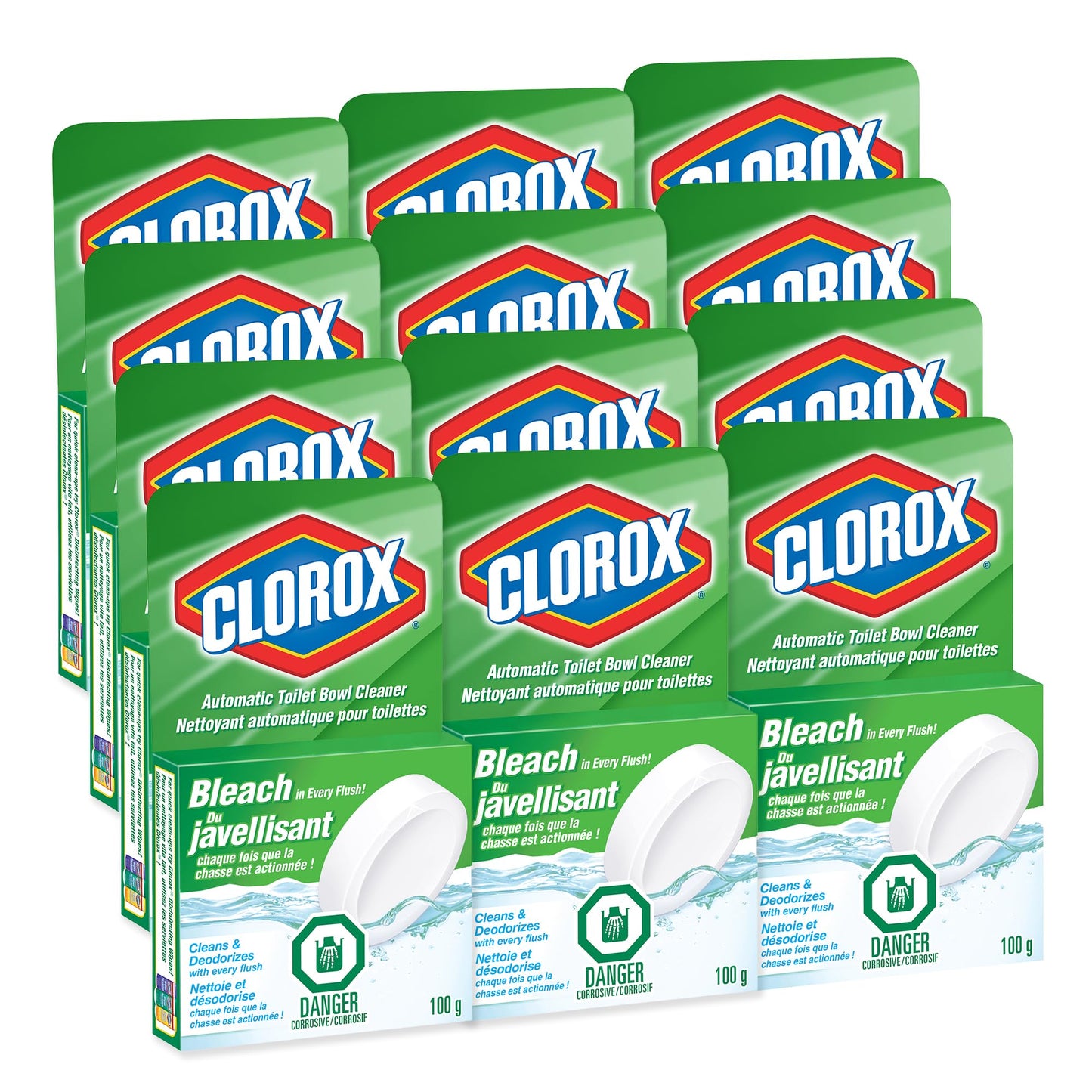 Clorox Automatic Toilet Bowl Cleaner with Bleach, 100 g, Multi-Pack of 12 Clorox
