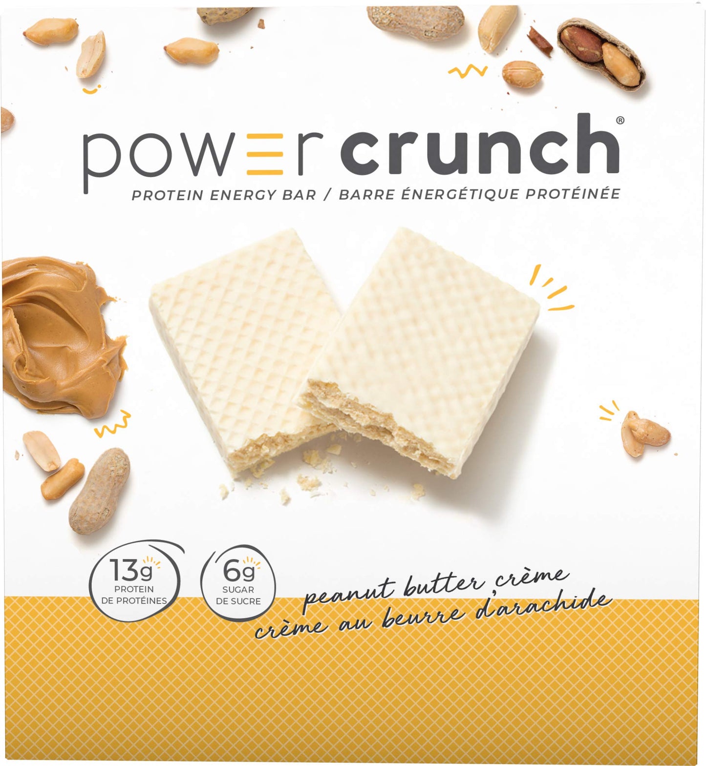 Power Crunch Protein Bars Peanut Butter Crème 12 Count – High Protein Wafer Bar, 13g Protein, Low Sugar, Cream-Filled Snack Bar Power Crunch