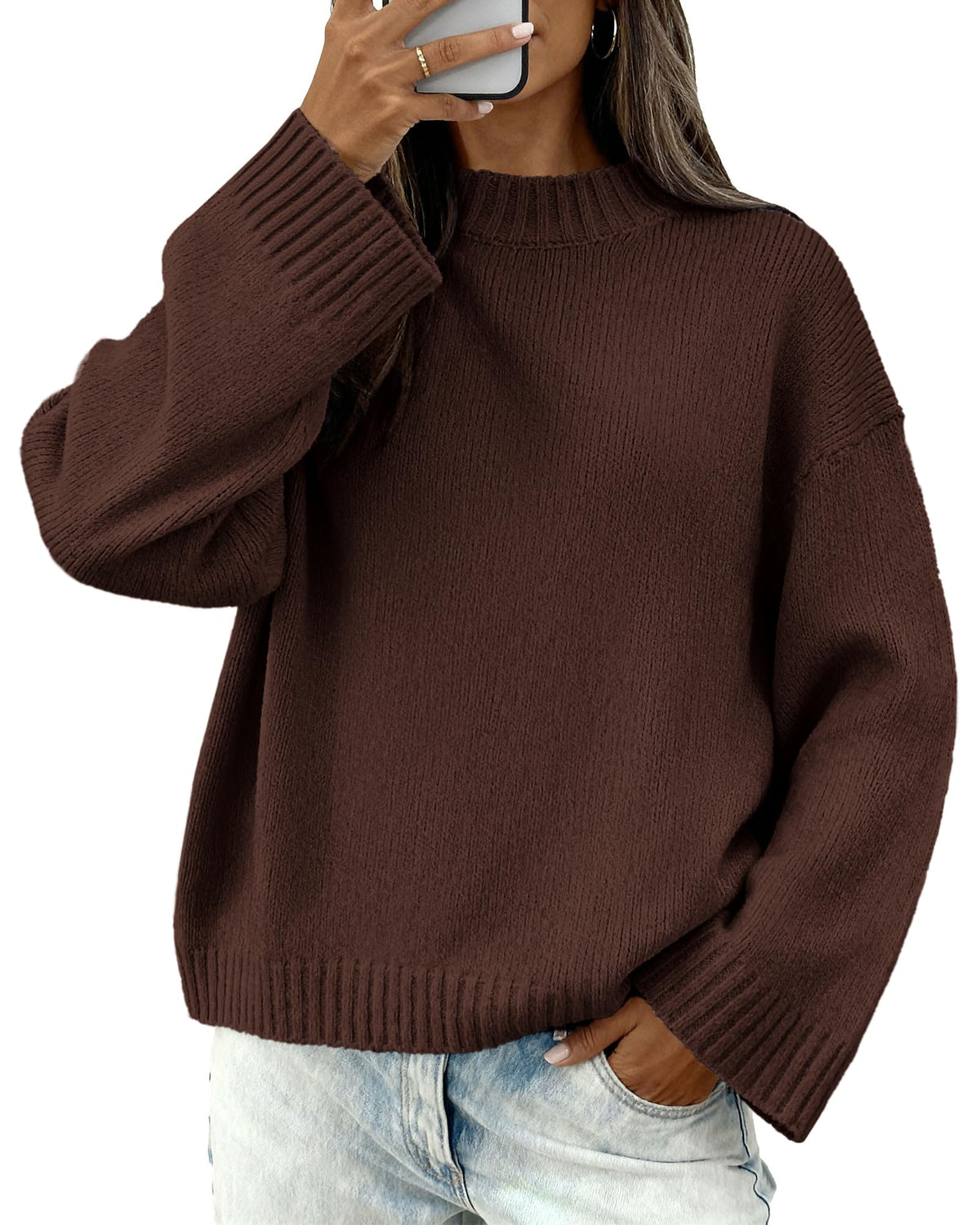 BTFBM Sweaters For Women Crewneck Long Sleeve Loose Knit Pullover Tops 🍁 All In One Marketplace Canada