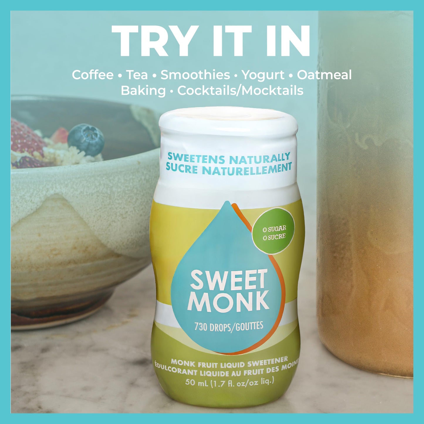 SweetMonk - 100% Pure Original Monk Fruit Liquid Sweetener Sugar Substitute - 1.7oz | No Water Added MonkFruit Extract | Zero Calorie Keto Friendly MonkFruit Drops | Vegan, Gluten Free | No Stevia